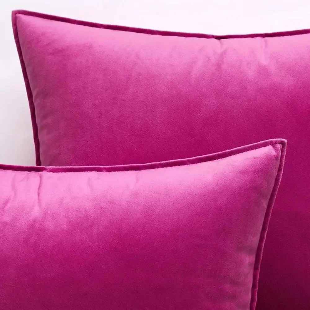 2 HOT PINK VELVET Euro Accent Pillow Covers Luxury High End Designer Cozy Soft